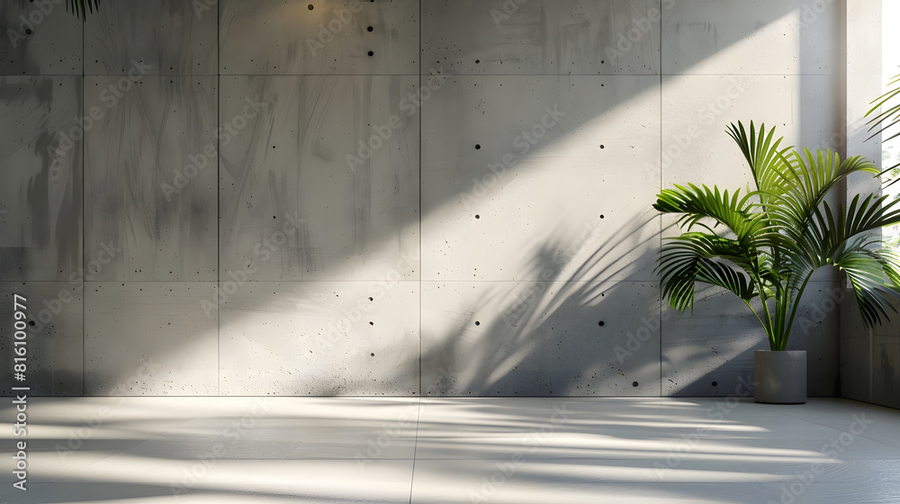 Blank concrete wall in modern empty room with tropical plant garden Luxury house interior with green palm trees Minimal architecture design : Generative AI Blank concrete wall in modern empty room with tropical plant garden Luxury house interior with green palm trees Minimal architecture design : Generative AI