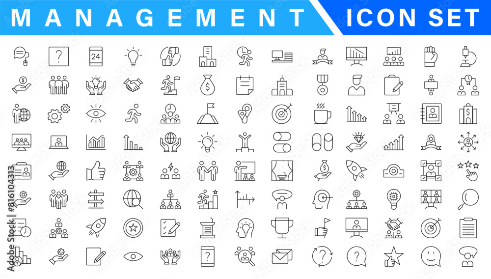Business and management line icons set. Management icon collection. Vector illustrator Business and management line icons set. Management icon collection. Vector illustrator