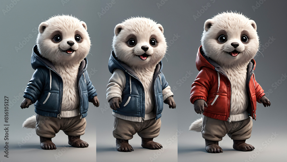 Obraz premium Winter Buddies: Harp Seals’ Snowy Playtime 