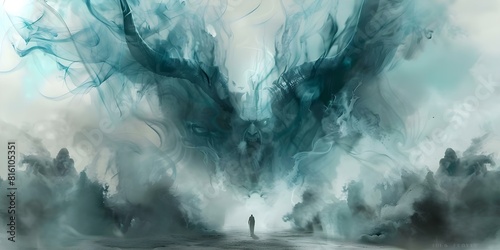 The Angry Gods: Horns in the Sky Ready to Judge Humanity. Concept Mythology, Anger of Gods, Divine Judgment, Horns in the Sky, Humanity's Fate