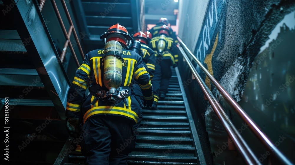 Firefighters who are fighting a large-scale fire. Brave heroes Firefighters who are fighting a large-scale fire. Brave heroes