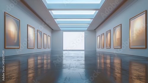 Empty Frame Awaiting Digital Art An Invitation to Unleash Creativity in a Vibrant Art Gallery photo
