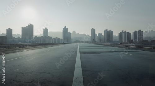 empty highway with cityscape and skyline of qingdaoChina : Generative AI