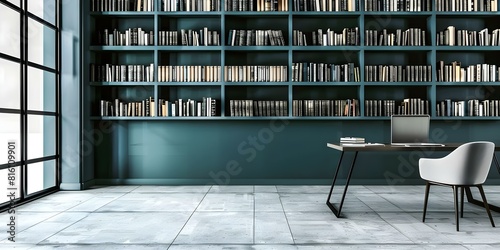 Modern interior design: Contemporary study room with wall bookshelves. Concept Interior Design, Home Decor, Study Room, Contemporary Design, Wall Bookshelves photo