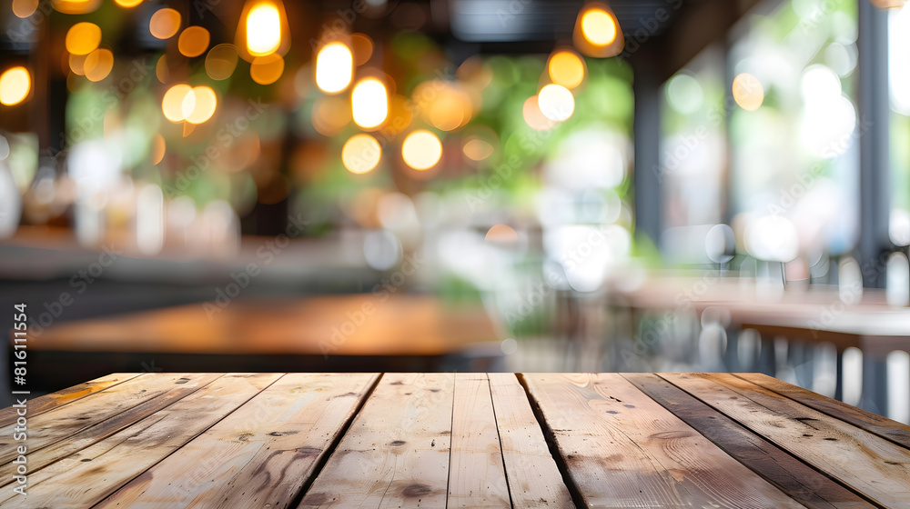 Wooden empty table in front blurred cafe background Bar counter key visual Wood table top for presentation product Restaurant table mockup Cafe desk effect Coworking office space inter : Generative AI Wooden empty table in front blurred cafe background Bar counter key visual Wood table top for presentation product Restaurant table mockup Cafe desk effect Coworking office space inter : Generative AI