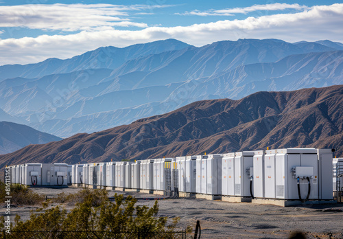 Battery storage array at power plant 