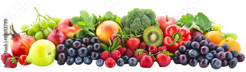 variety of fresh fruits and vegetables isolated png 