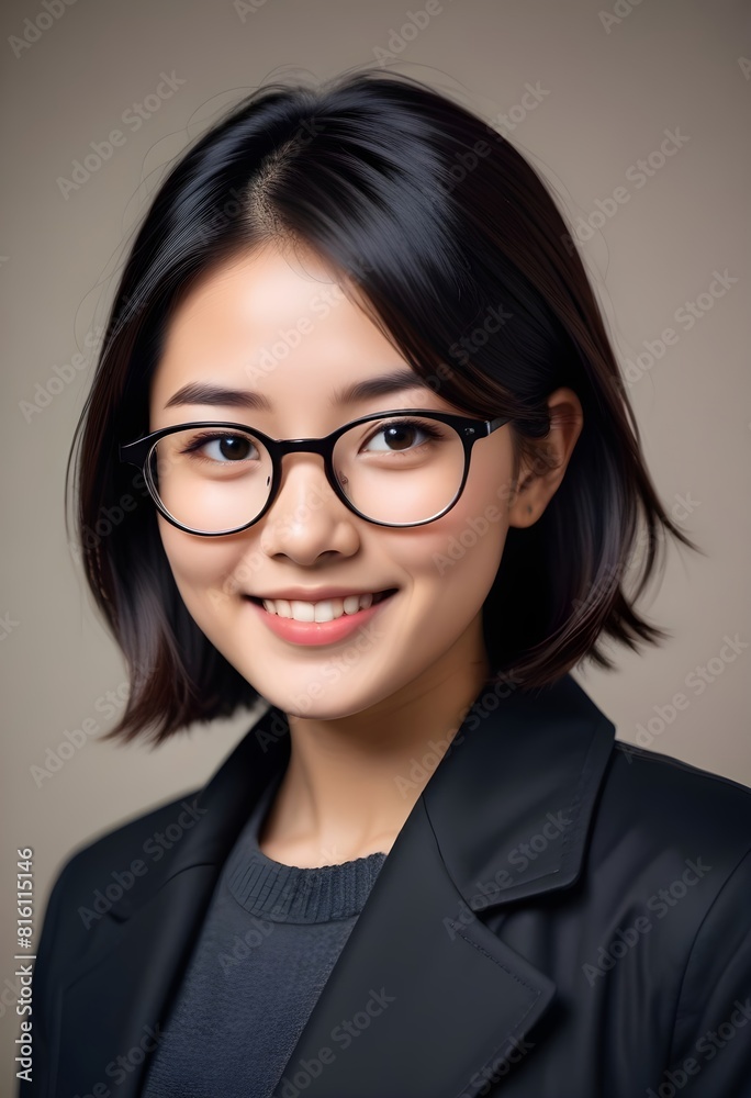 Young female student with glasses Young female student with glasses