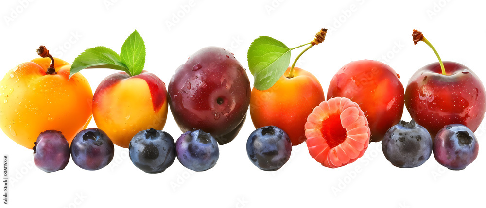 variety of colorful fruits in a row isolated transparent background variety of colorful fruits in a row isolated transparent background