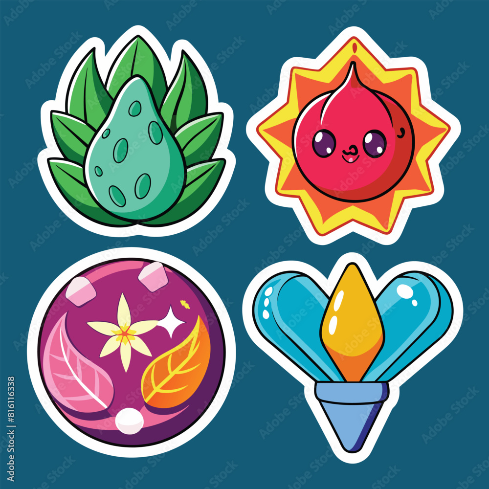 set of funny cartoon cute trending and aesthetic sticker illustration set of funny cartoon cute trending and aesthetic sticker illustration