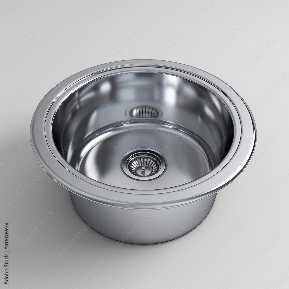 stainless steel sink on white background 
