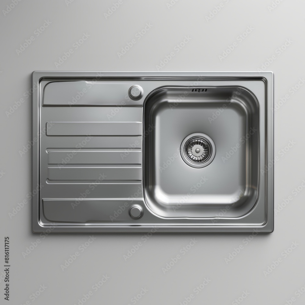 stainless steel sink on white background 