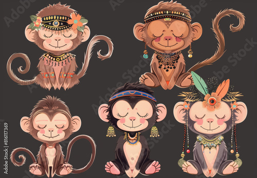 Cartoon monkeys vector illustration  photo