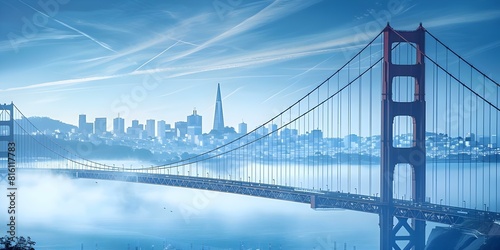 The Iconic Golden Gate Bridge and San Francisco Skyline. Concept Landmarks, Photography, Travel, San Francisco, Golden Gate Bridge photo