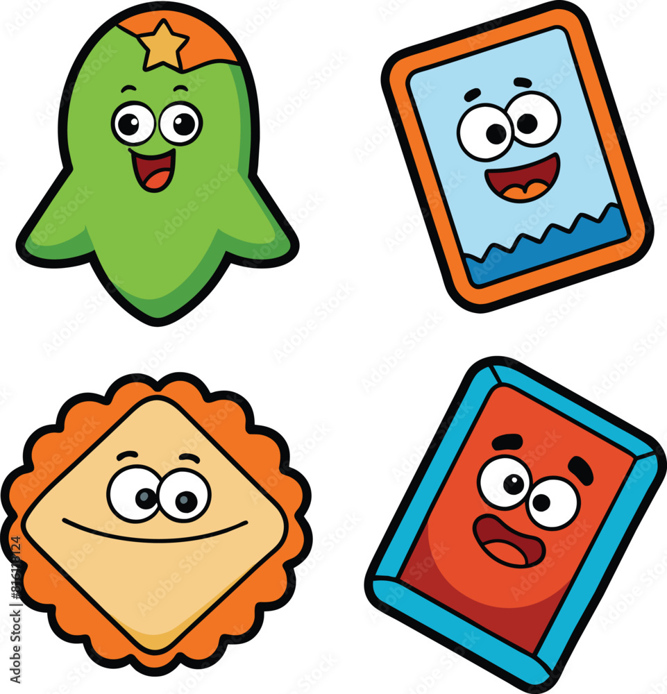 set of funny cartoon cute trending and aesthetic sticker illustration set of funny cartoon cute trending and aesthetic sticker illustration