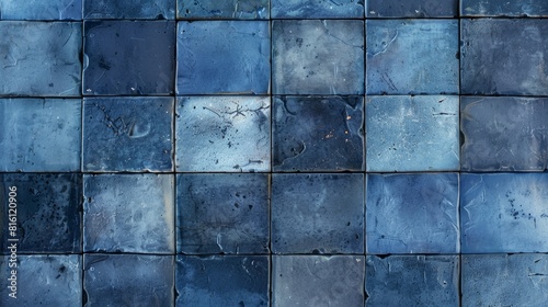 Textured blue ceramic tiles background © Viktoriia