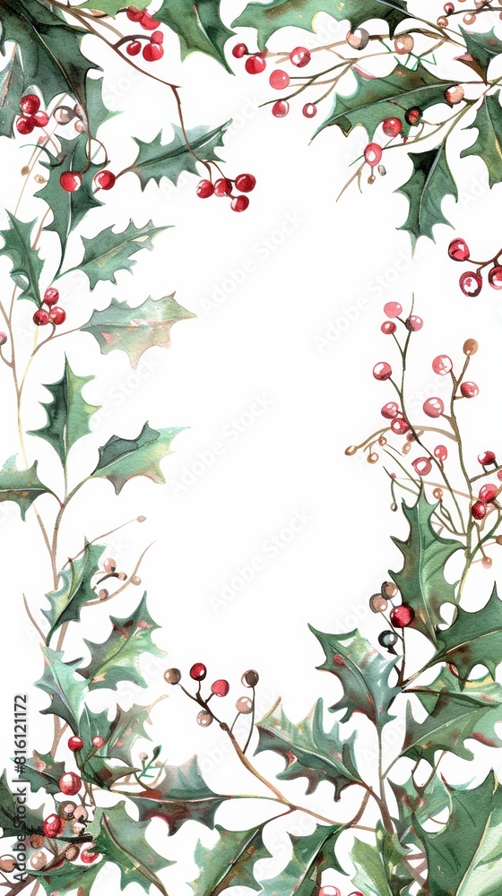 Festive holly berries border design
