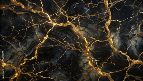 Black marble background with yellow veins.