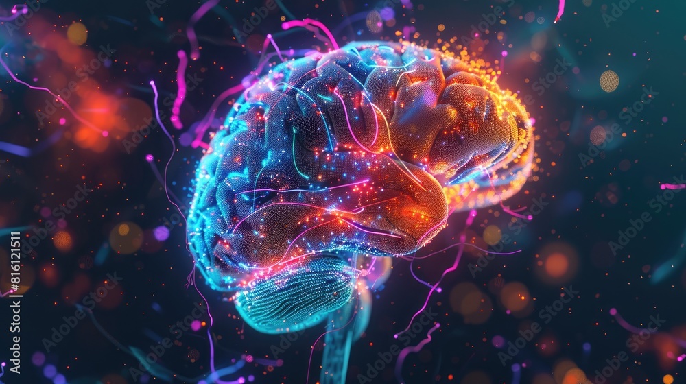 human brain showing neurons firing and neural extensions human brain showing neurons firing and neural extensions