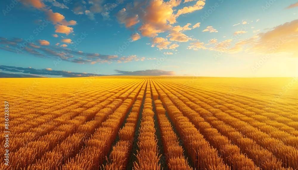 Vibrant golden barley landscape: nature's masterpiece Vibrant golden barley landscape: nature's masterpiece