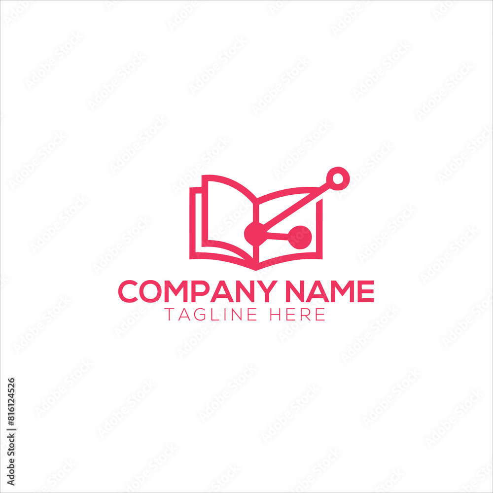 Education logo design template, pencil and book icon stylized
