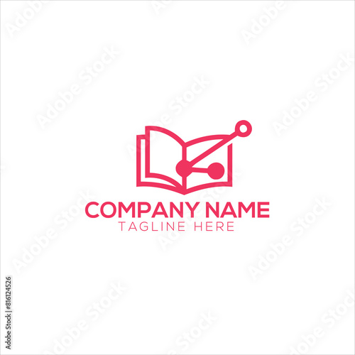 Education logo design template, pencil and book icon stylized
