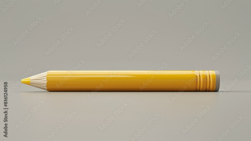 A 3D icon depicting a pastel yellow pencil with rounded edges, AI Generative hyper realistic 