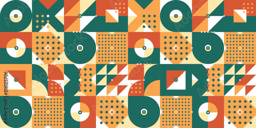 Seamless vector abstract background, geometric seamless pattern, tiling endless wallpaper with geometrical shapes structure in ethnic colors.