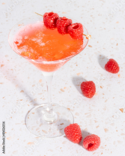 freshly shaken summer raspberry cocktail 