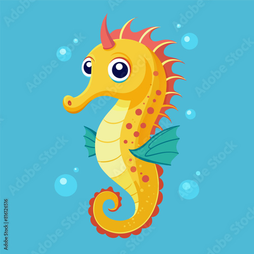 Colorful Seahorse Multi Color Illustration, Cute Illustration © designknowledge