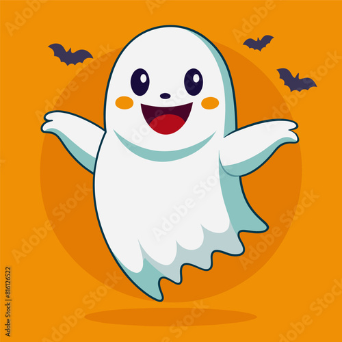 Colorful Ghost Multi Color Illustration, Cute Illustration