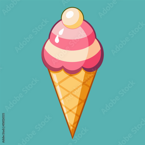 Colorful Ice Cream Cone Multi Color Illustration, Cute Illustration