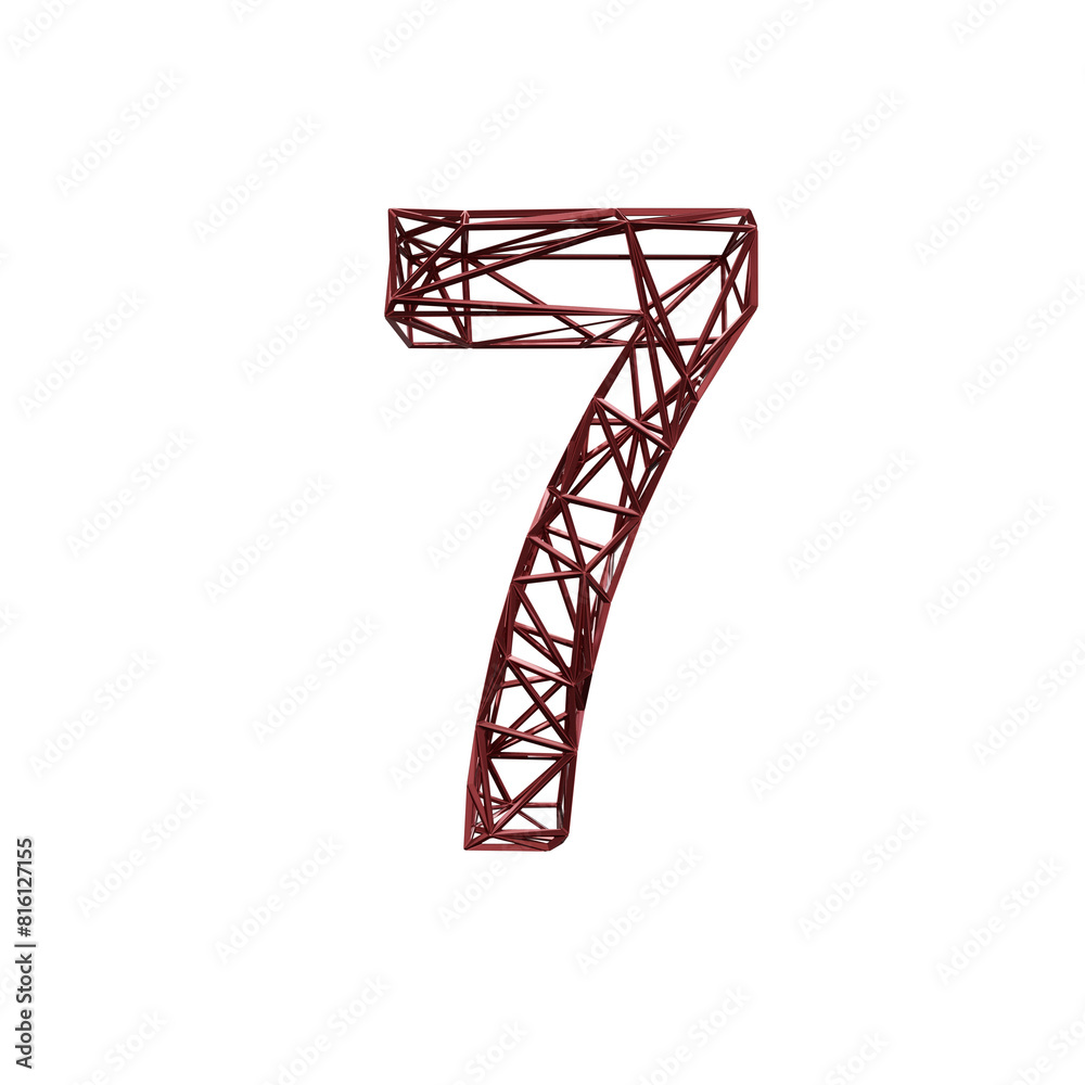 3D number 7 construction font with industrial iron 3D number 7 construction font with industrial iron