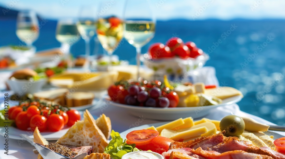 Fototapeta premium romantic breakfast on a yacht