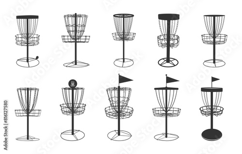 Disc golf silhouette, Disc golf basket silhouette, Disc golf svg, Frisbee svg, Disc golf basket svg, Disc golf bundle svg, Austin disc golf svg, Disc golf vector set.