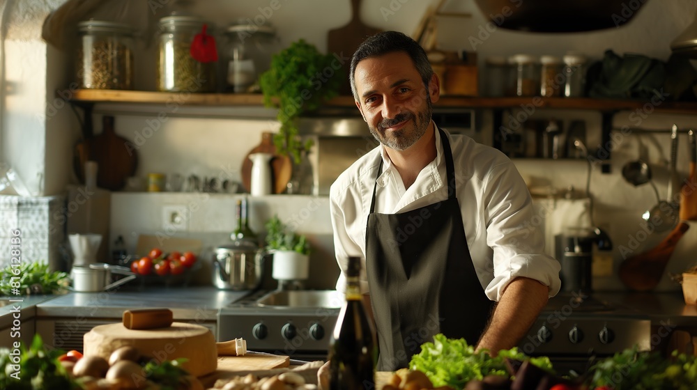 italian chef in the kitchen