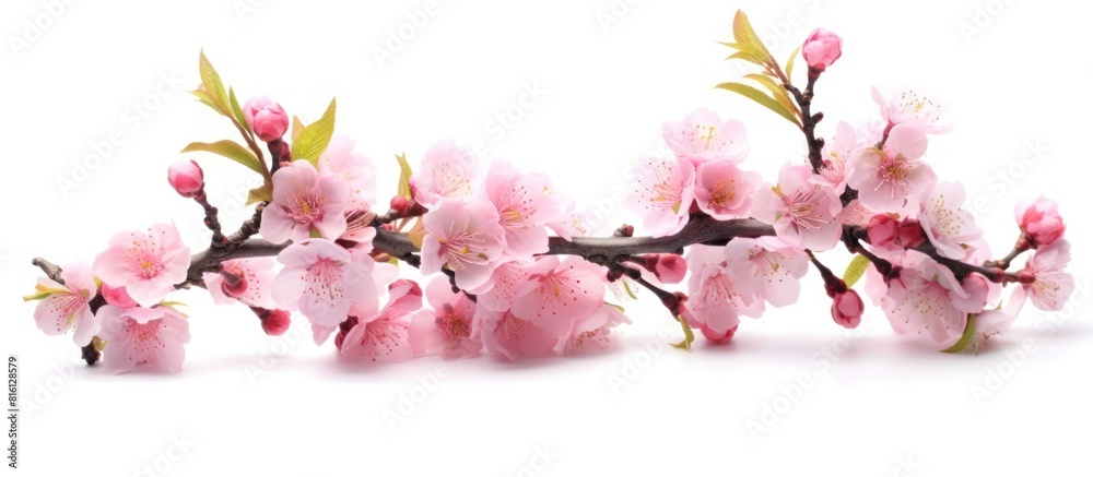 Pink cherry blossoms isolated on white background Pink cherry blossoms isolated on white background
