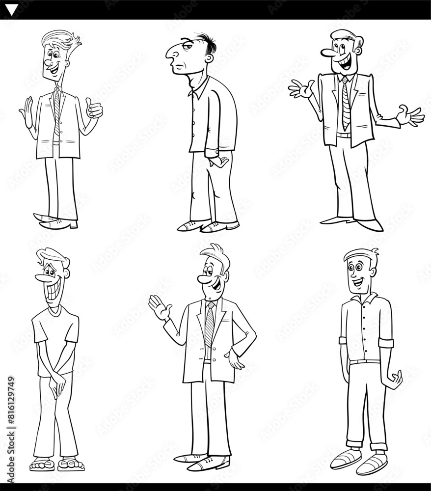 cartoon funny men comic characters set coloring page cartoon funny men comic characters set coloring page