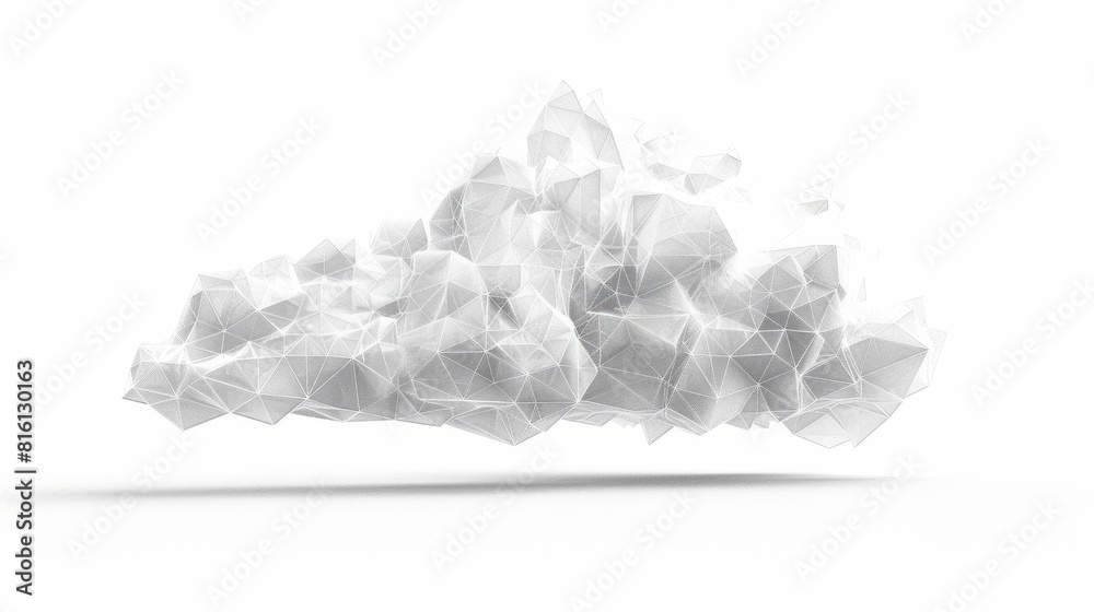 The cloud service is isolated from a low poly wireframe on a white background. It represents technology and the internet. This modern abstract polygonal image has a mashup of lines and points. The cloud service is isolated from a low poly wireframe on a white background. It represents technology and the internet. This modern abstract polygonal image has a mashup of lines and points.