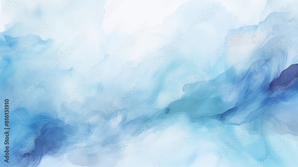 An artistic representation of fluidity and calmness depicted by abstract blue watercolor waves with a dreamy feel