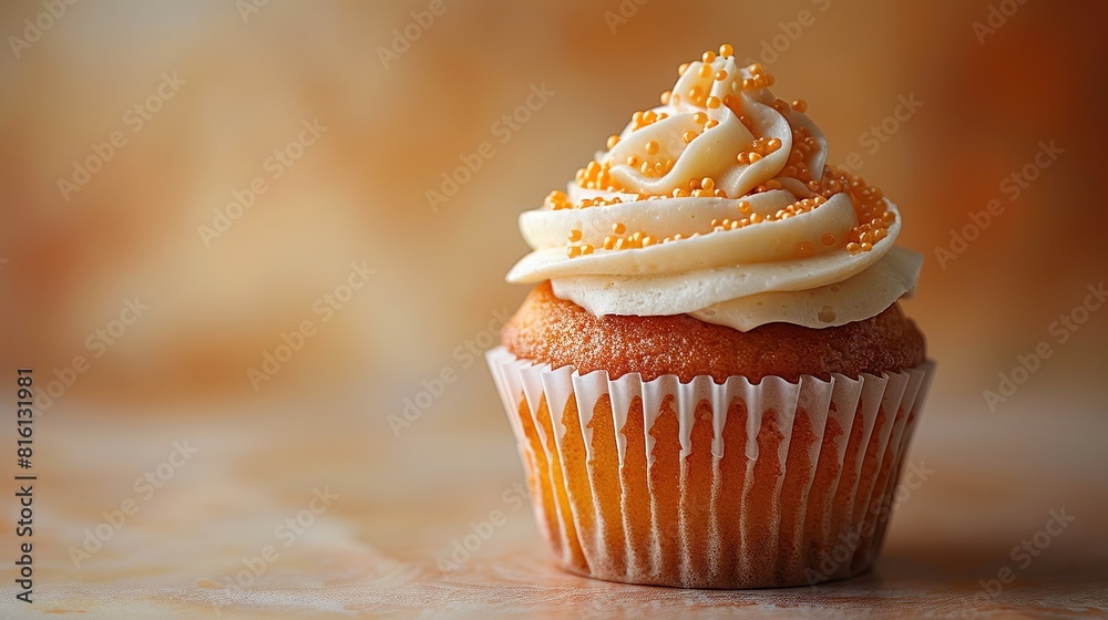 Close-up photo of a cupcake with icing and sprinkles on top Close-up photo of a cupcake with icing and sprinkles on top