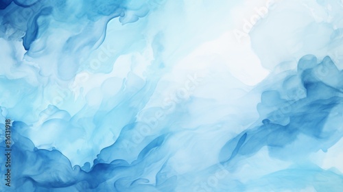 A tranquil image of soft blue watercolor clouds ideal for peaceful and serene designs © Damerfie