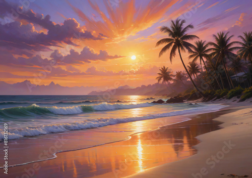 sunset on the beach © arturkowynia