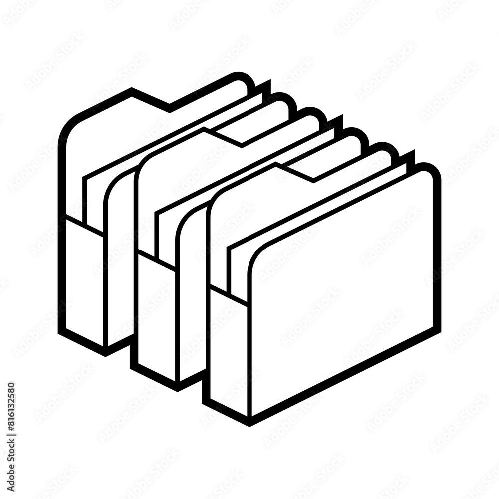 Folders for paper icon in isometry. Storage of information and files. Image for website, app, logo, UI design. Folders for paper icon in isometry. Storage of information and files. Image for website, app, logo, UI design.