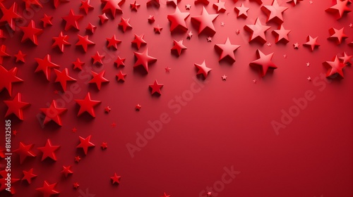 July 4th  red stars scattered on red background copy space