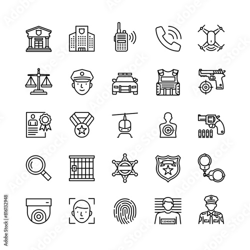Police and offender icons, vector Illustration.
