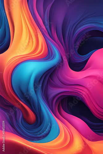  Abstract Liquid Flow Background with Smooth Wavy Lines and Vibrant Fluid Colors in Blues,Green,Pink and Purples for Dynamic and Serene Design