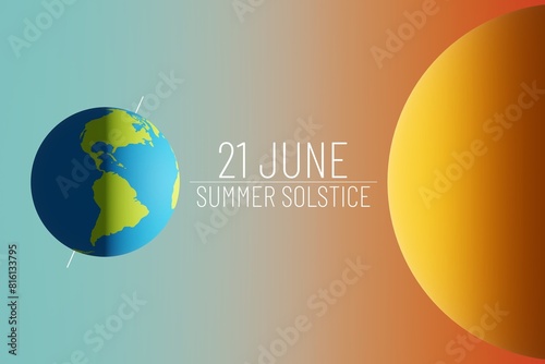 Konstfotografi An 3D illustration showing the position of the Earth relative to the Sun during the summer solstice