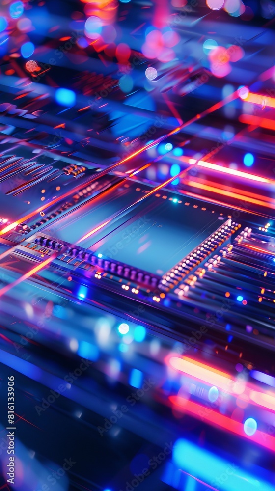 High-tech neon circuit board closeup creates a best seller cyber wallpaper and immersive abstract background