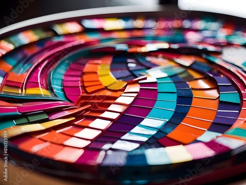 A close-up of a colorful, abstract sculpture made of interlocking plastic parts.